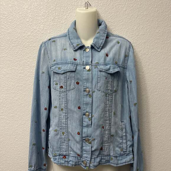 Harper Heritage Floral All-Over Embroidered Denim Trucker Jacket - Picture 2 of 3